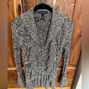 Brown and beige cardigan.
